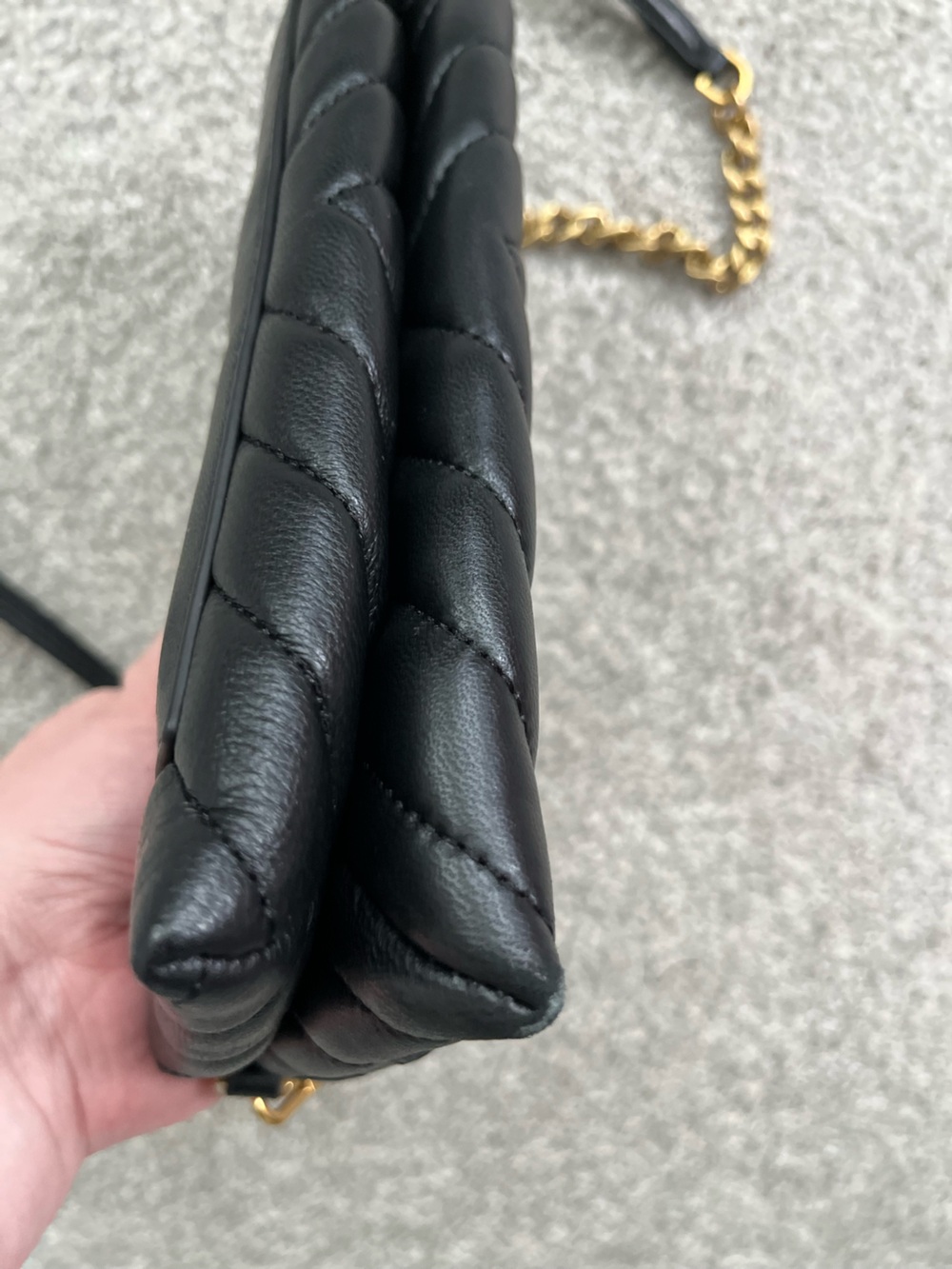 EUC Quince Black Quilted Crossbody with Gold Chain - Picture 5 of 16